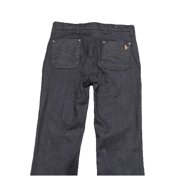 ANTHROPOLOGIE MiH Marrakesh Mid Rise Dark Blue Wash Kick Flare Jeans 28  Boho - Picture 5 of 13